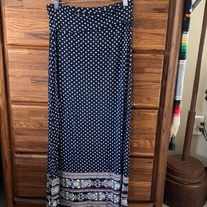 Max Studio Dark Blue Polka Dot Maxi Skirt